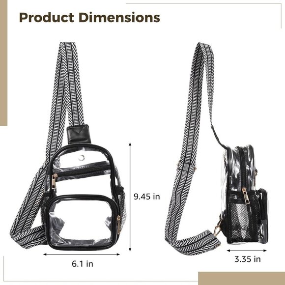 Clear Crossbody Bag for Women, Stadium Approved Transparent Shoulder Bag with Ad - Picture 4 of 5